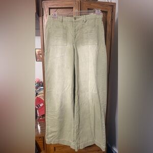 Light Olive Green Wide-Leg Pants